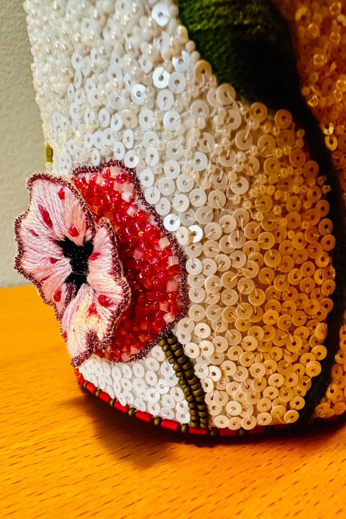 broderie de perles et paillettes cache pot