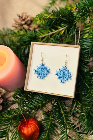 boucles d'oreilles pendantes perles bleues