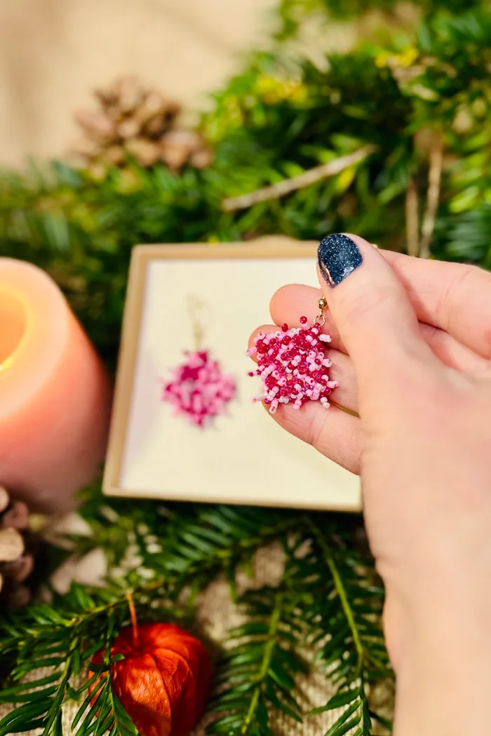 boucles d'oreilles pendantes aurae rose