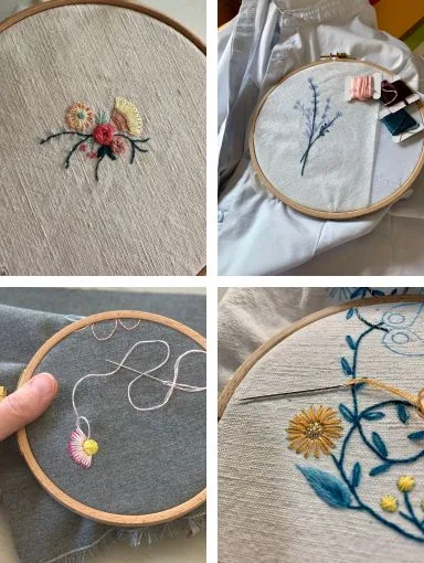 mes premiers points de broderie à l'aiguille